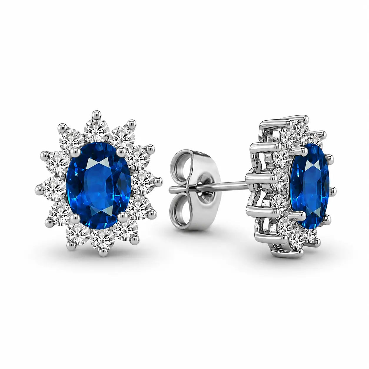 Halo Gem Earrings in Sapphire by AZ Essentials