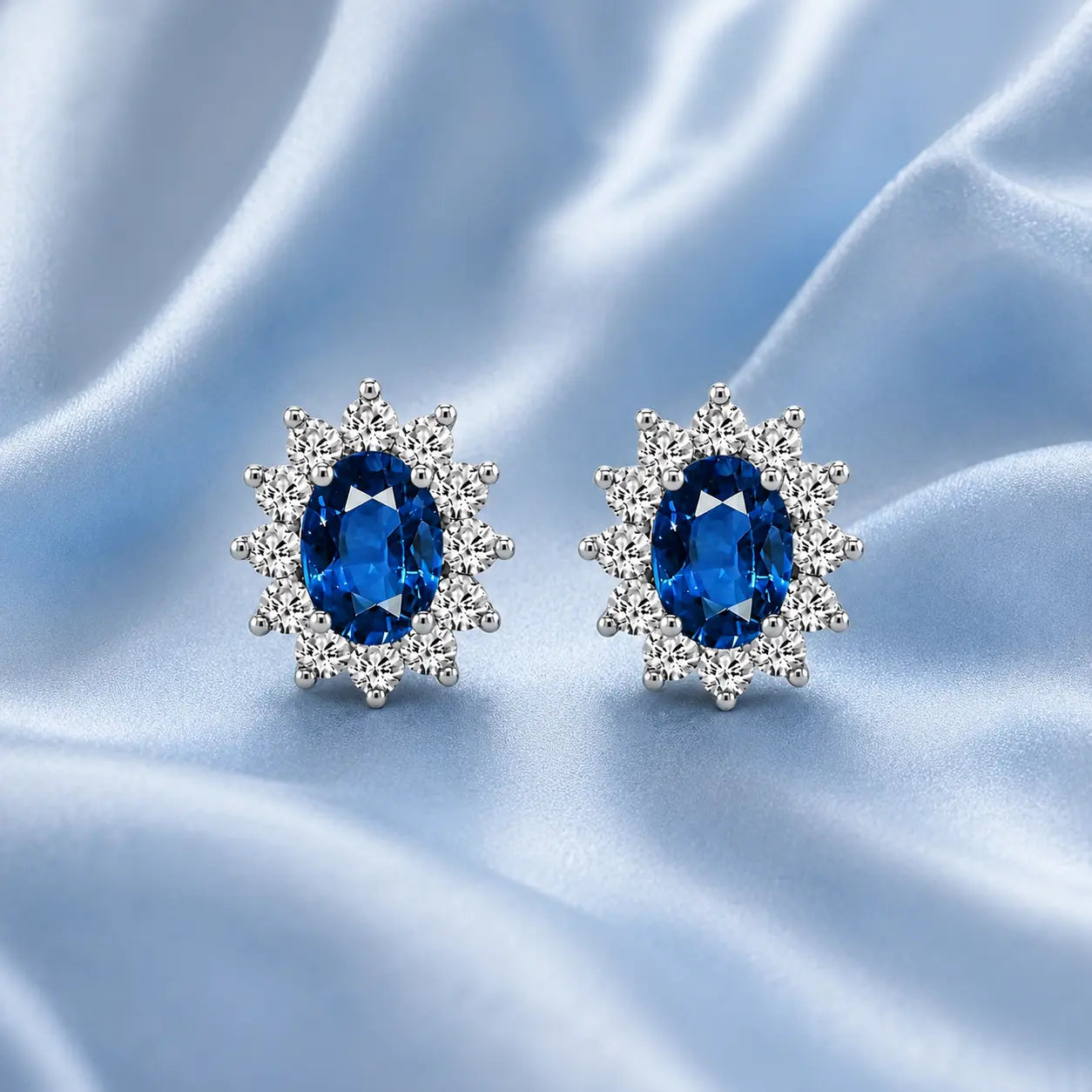 Halo Gem Earrings in Sapphire by AZ Essentials