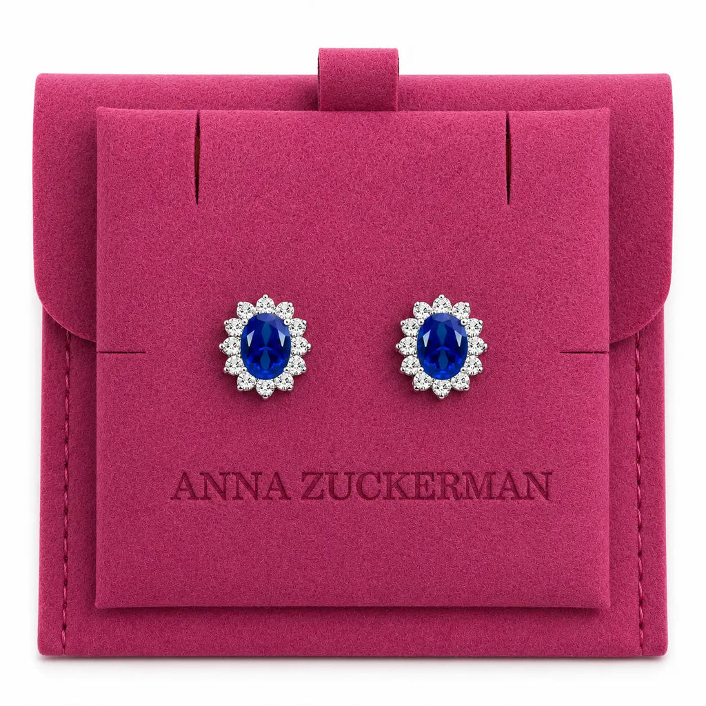 Halo Gem Earrings in Sapphire by AZ Essentials
