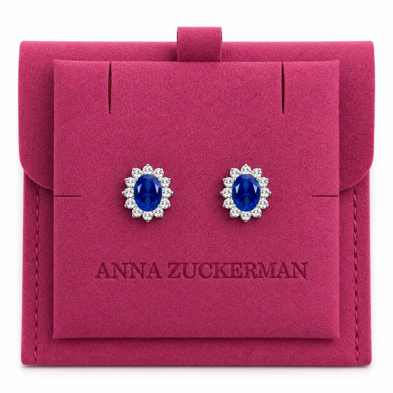 Halo Gem Earrings in Sapphire by AZ Essentials