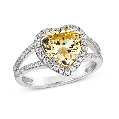 Heart Ring in Yellow Crystalline