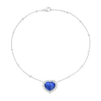 Heart Sapphire And Diamonds By The Yard Chain Necklace