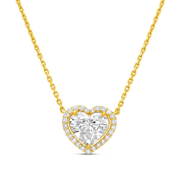 Lab Grown Heart Diamond Halo Pendant