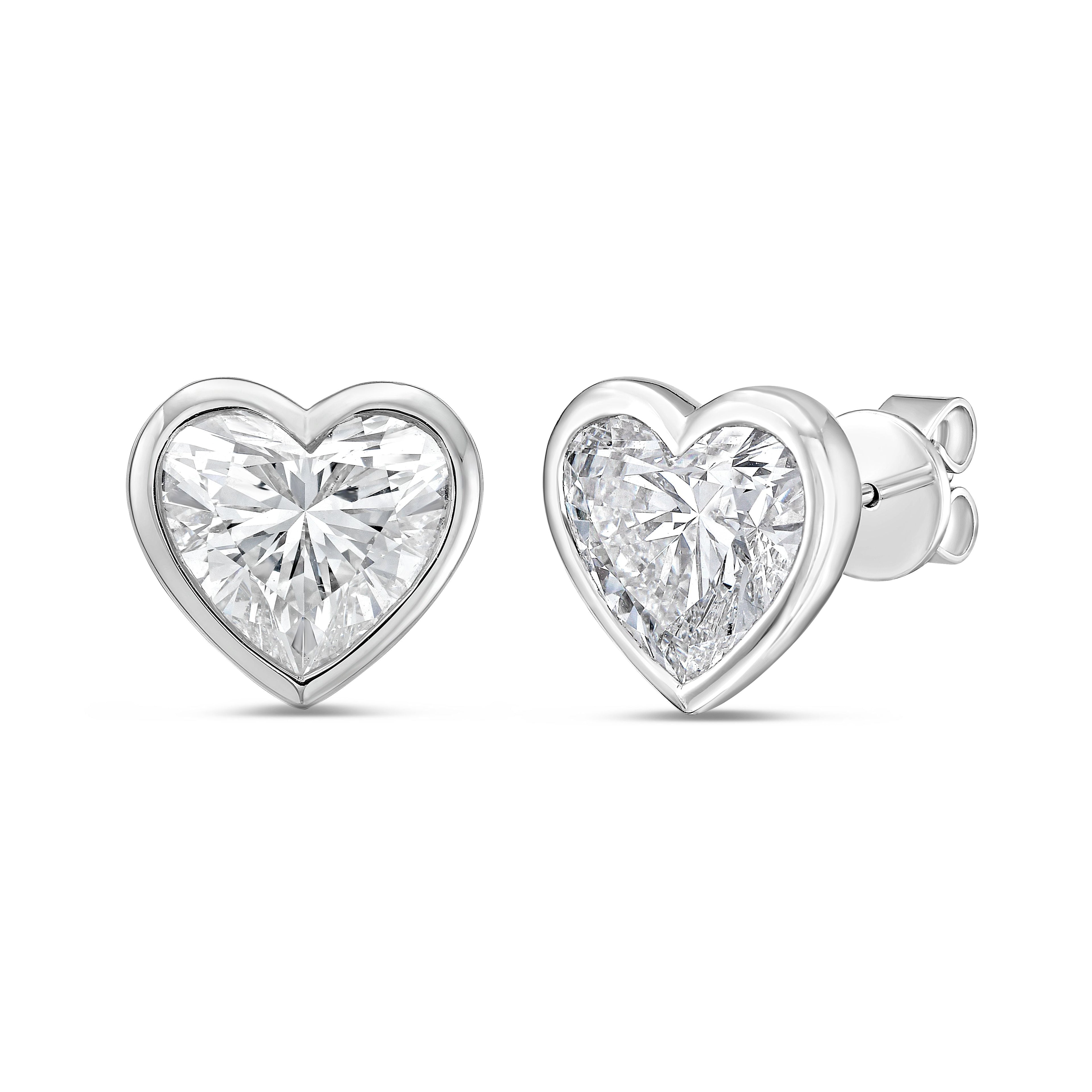 Lab Grown Heart Diamond Bezel Studs