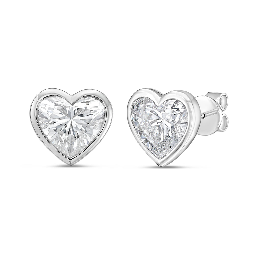 Lab Grown Heart Diamond Bezel Studs