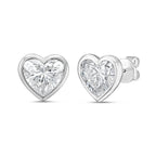 Lab Grown Heart Diamond Bezel Studs