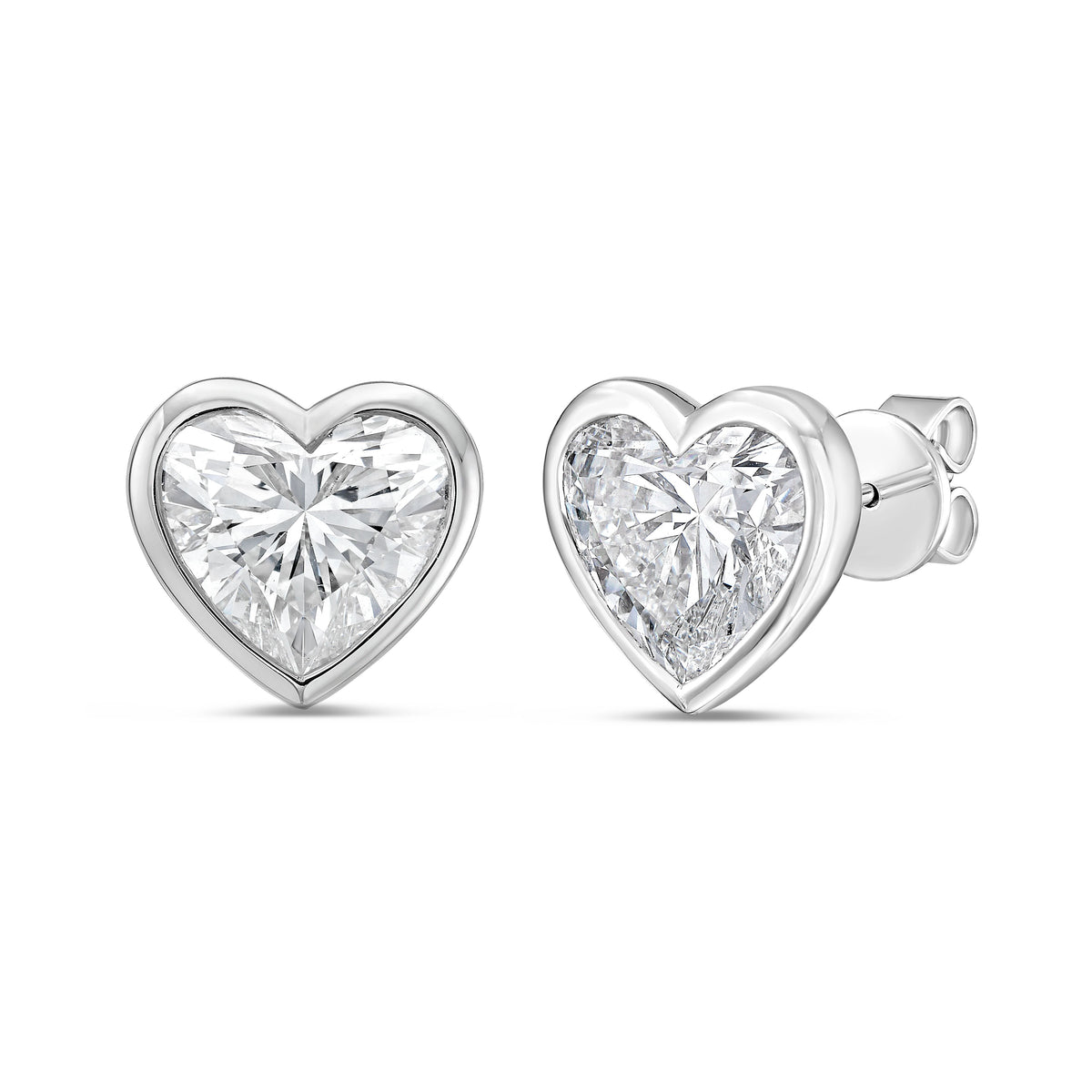 Lab Grown Heart Diamond Bezel Studs