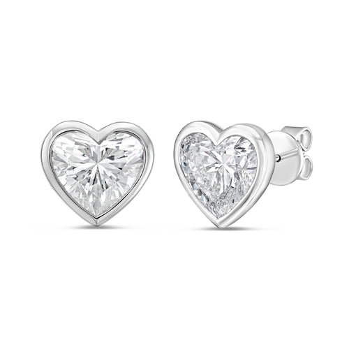 Lab Grown Heart Diamond Bezel Studs