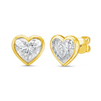 Lab Grown Heart Diamond Bezel Studs