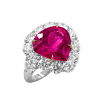 Platinum Tourmaline Heart Diamond Ring Set