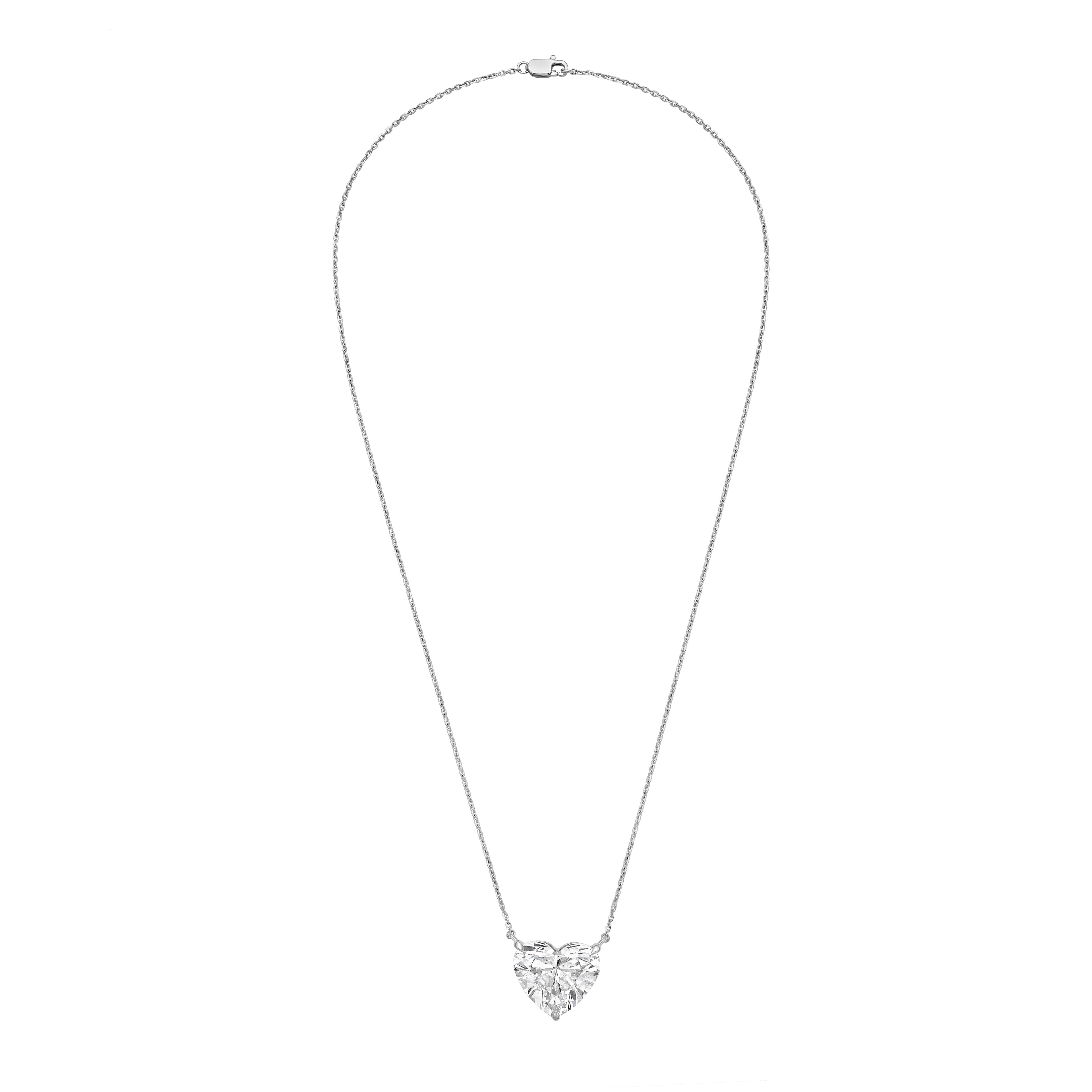 Lab-Grown Heart Shape Diamond Pendant, 14k Gold