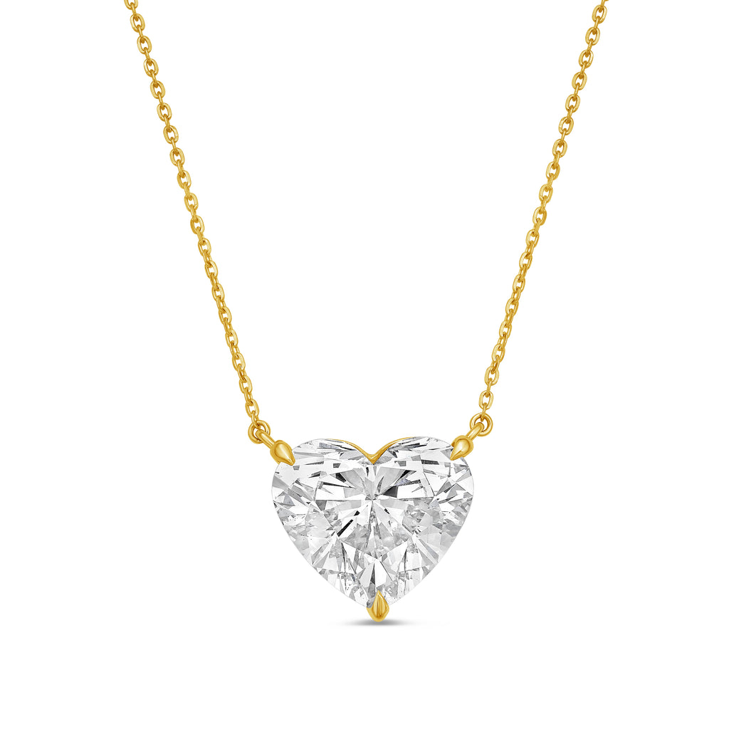 Lab-Grown Heart Shape Diamond Pendant, 14k Gold