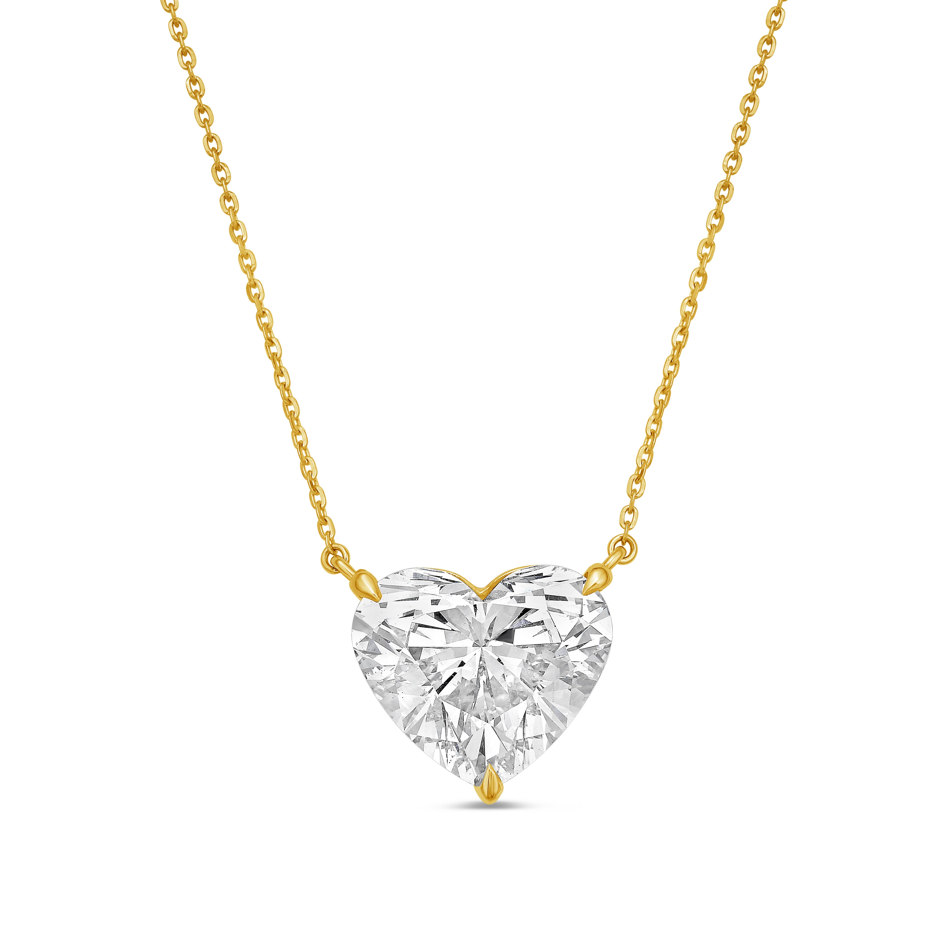 Lab-Grown Heart Shape Diamond Pendant, 14k Gold