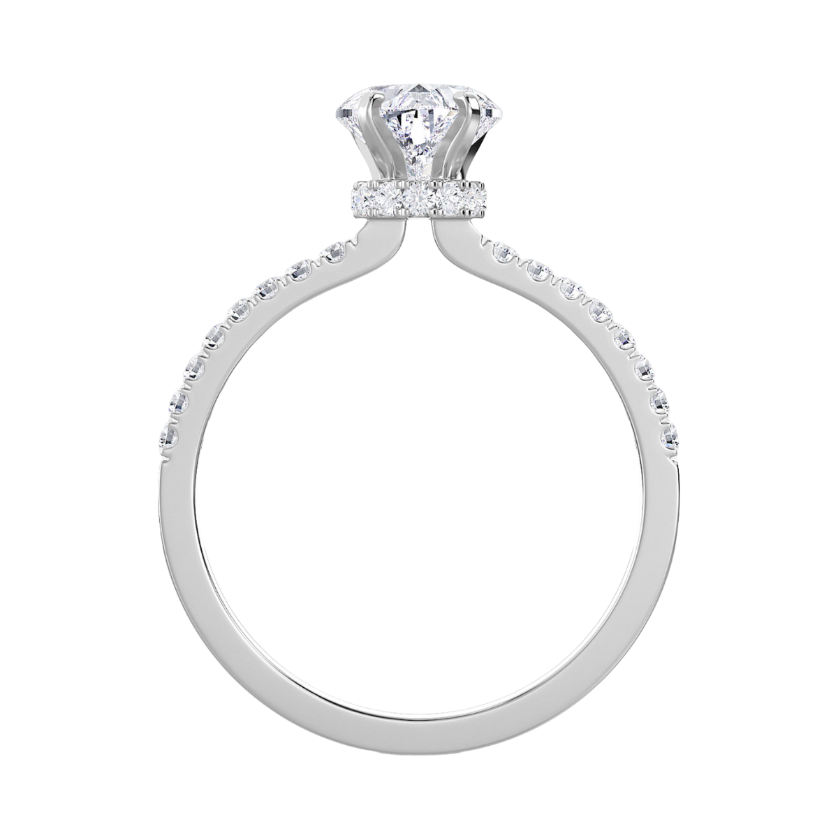 Lab-Grown Heart Hidden Halo Pave Engagement Ring