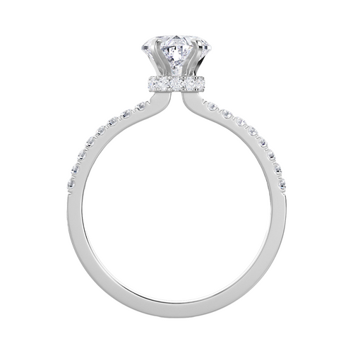 Lab-Grown Heart Hidden Halo Pave Engagement Ring