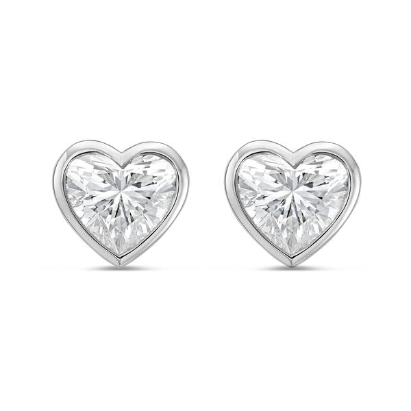 Lab Grown Heart Diamond Bezel Studs