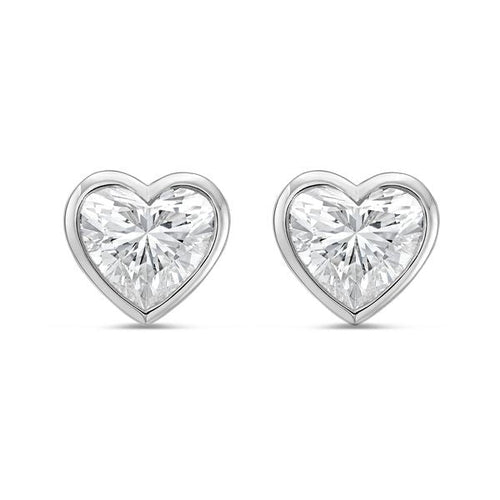 Lab Grown Heart Diamond Bezel Studs