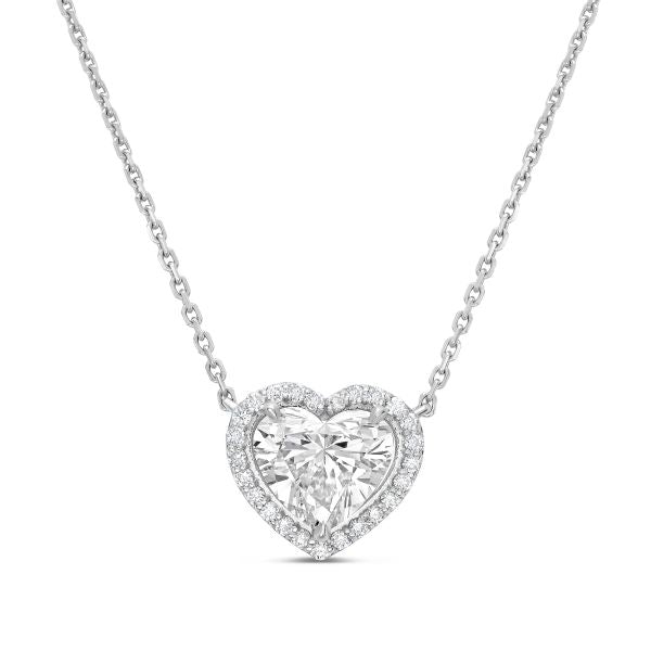 Lab Grown Heart Diamond Halo Pendant
