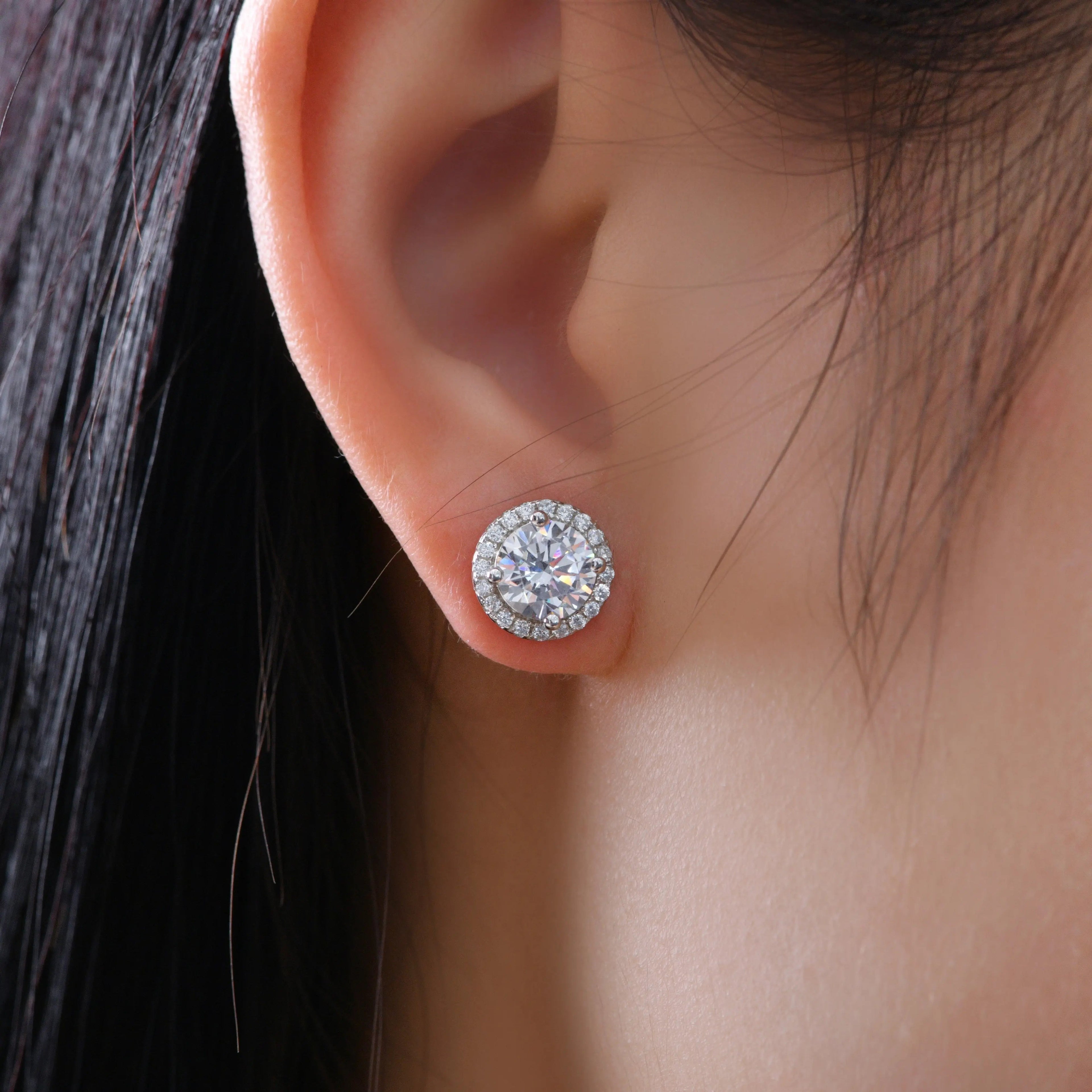Hello, Halo 2 Carat Diamond Crystalline Studs - Garden Party Collection