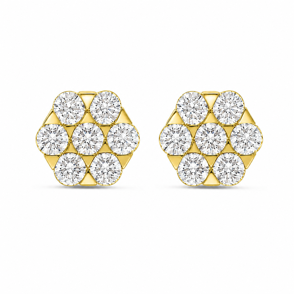 Lab-Grown Diamond Cluster Stud Earrings