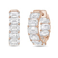 Lab Grown Emerald Diamond Hoop Earrings - 0.75"