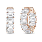 Lab Grown Emerald Diamond Hoop Earrings - 0.75"