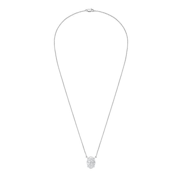 Lab-Grown Oval Diamond Solitaire Pendant Necklace, 4-Prong