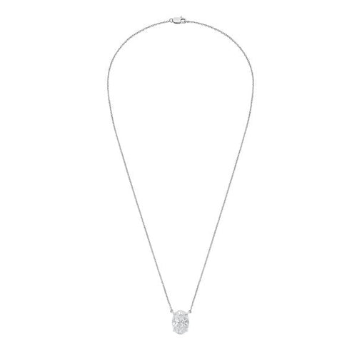 Lab-Grown Oval Diamond Solitaire Pendant Necklace, 4-Prong