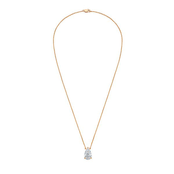 Lab-Grown Pear Diamond Solitaire Pendant, 14k Gold