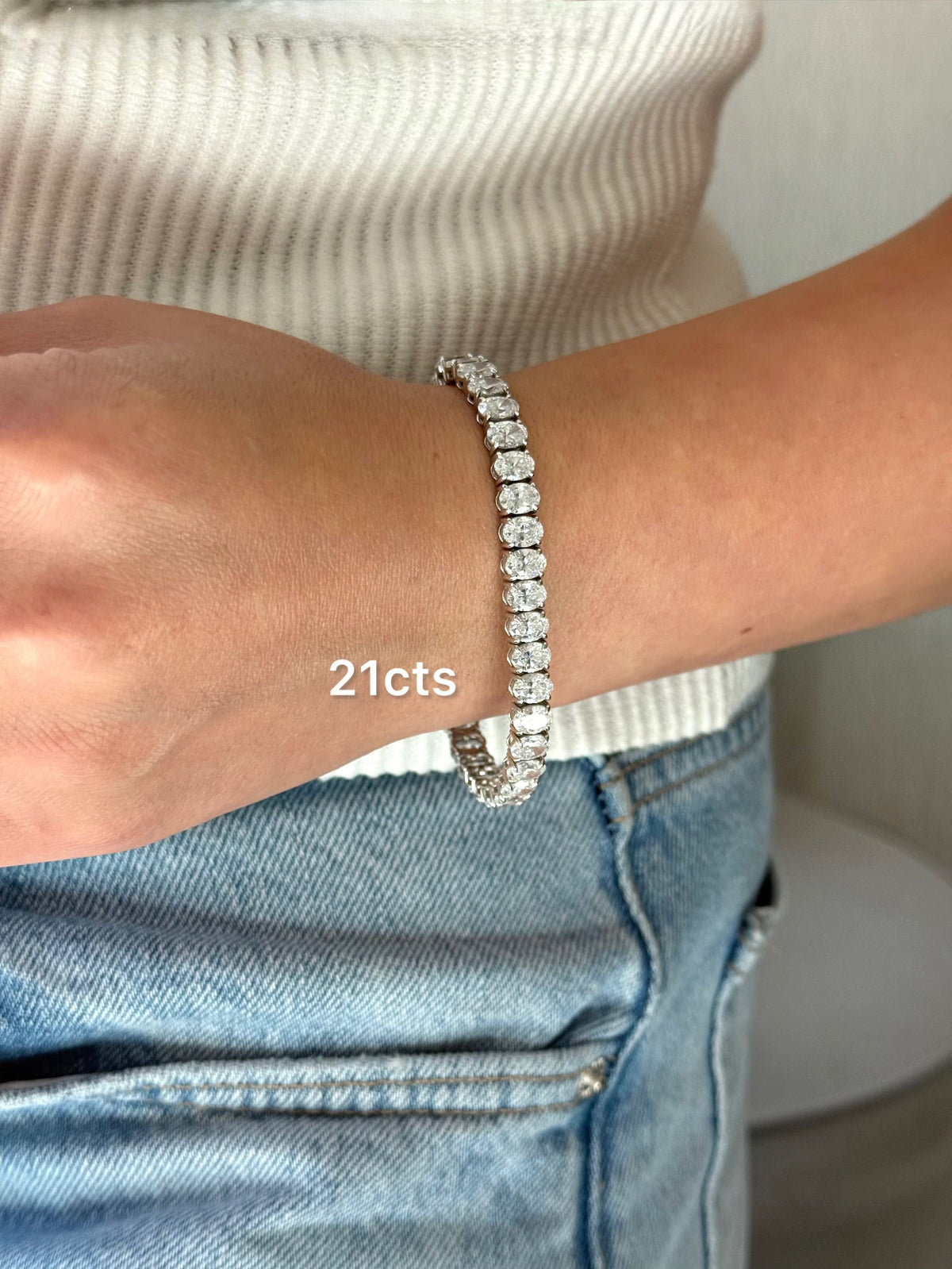Lab Grown Oval Diamond Tennis Bracelet