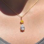 Lab-Grown Yellow & White Diamond Drop Pendant, 14k Gold