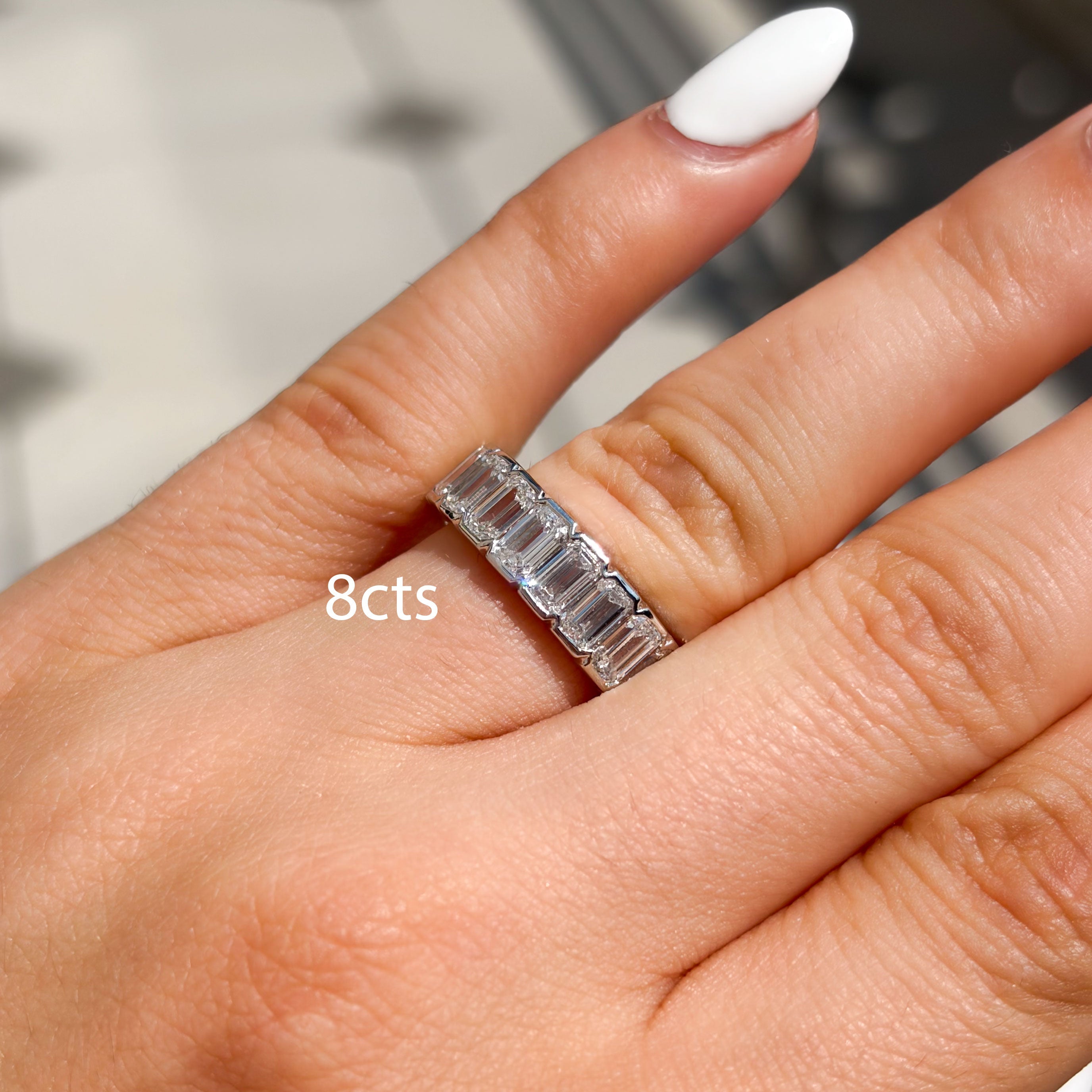 Lab-Grown Emerald Bezel Eternity Band, 14K Gold