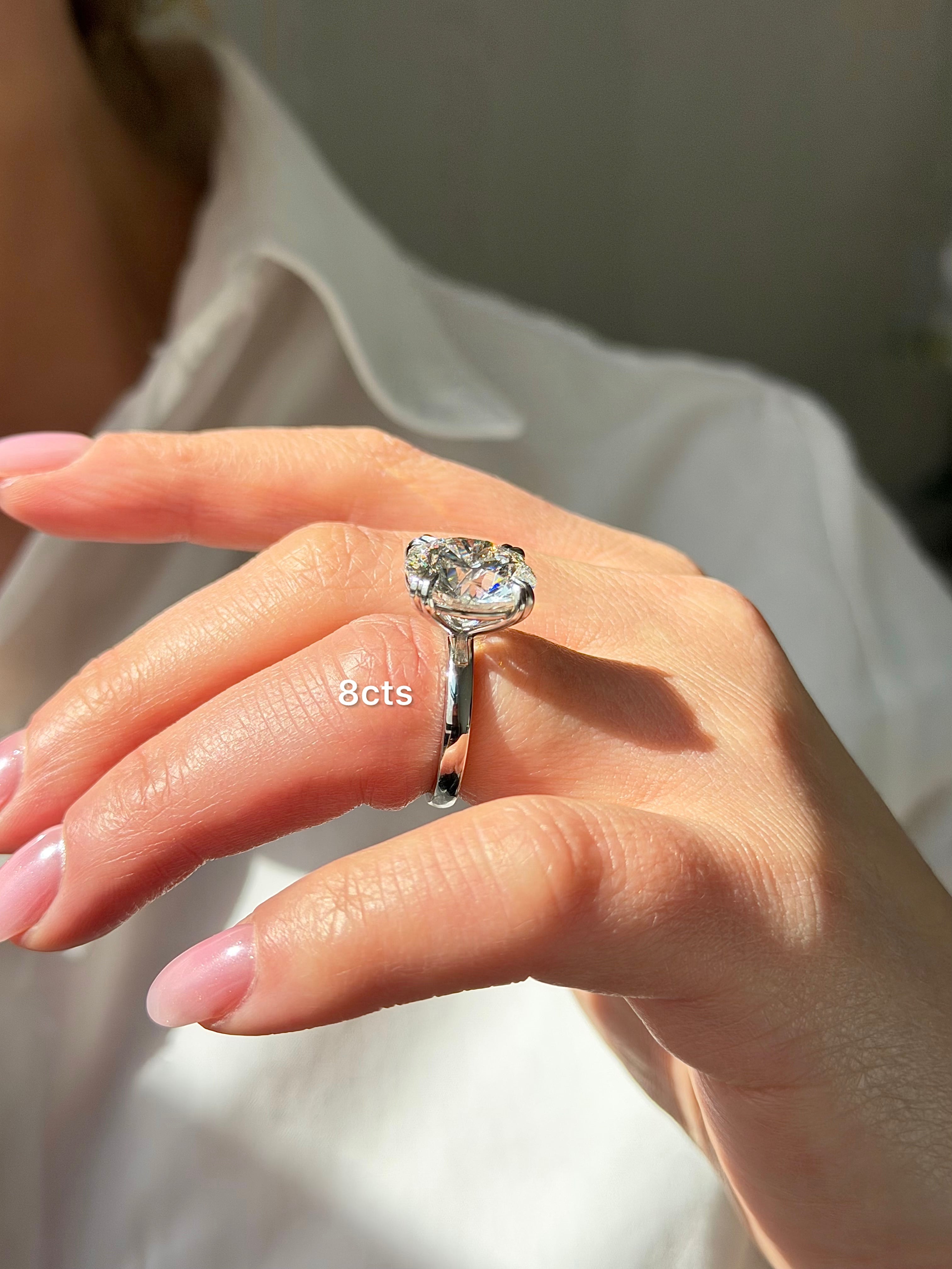 Lab-Grown Round Split Claw Engagement Ring, 18K Gold