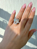 Lab-Grown Emerald-Cut Ring with Baguettes