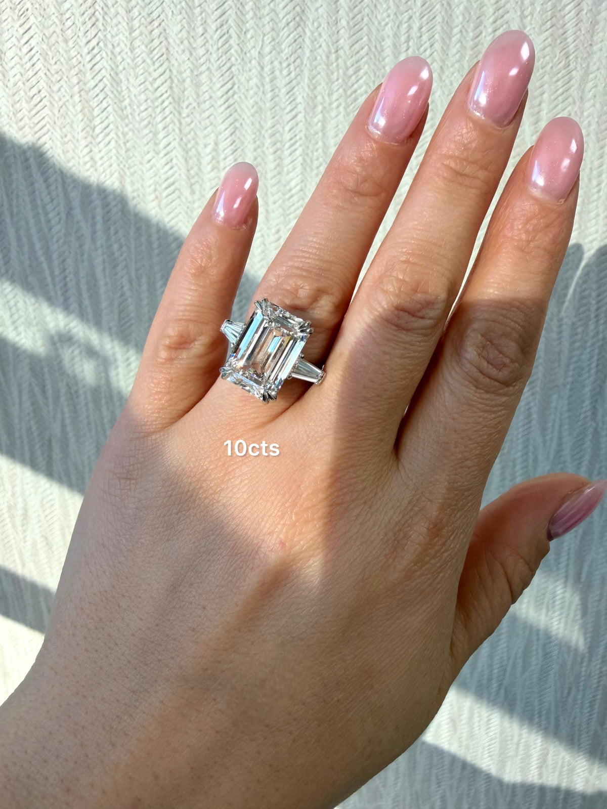 Lab-Grown Emerald-Cut Ring with Baguettes