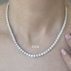 Lab-Grown Round Diamond Tennis Necklace, 4-Prong