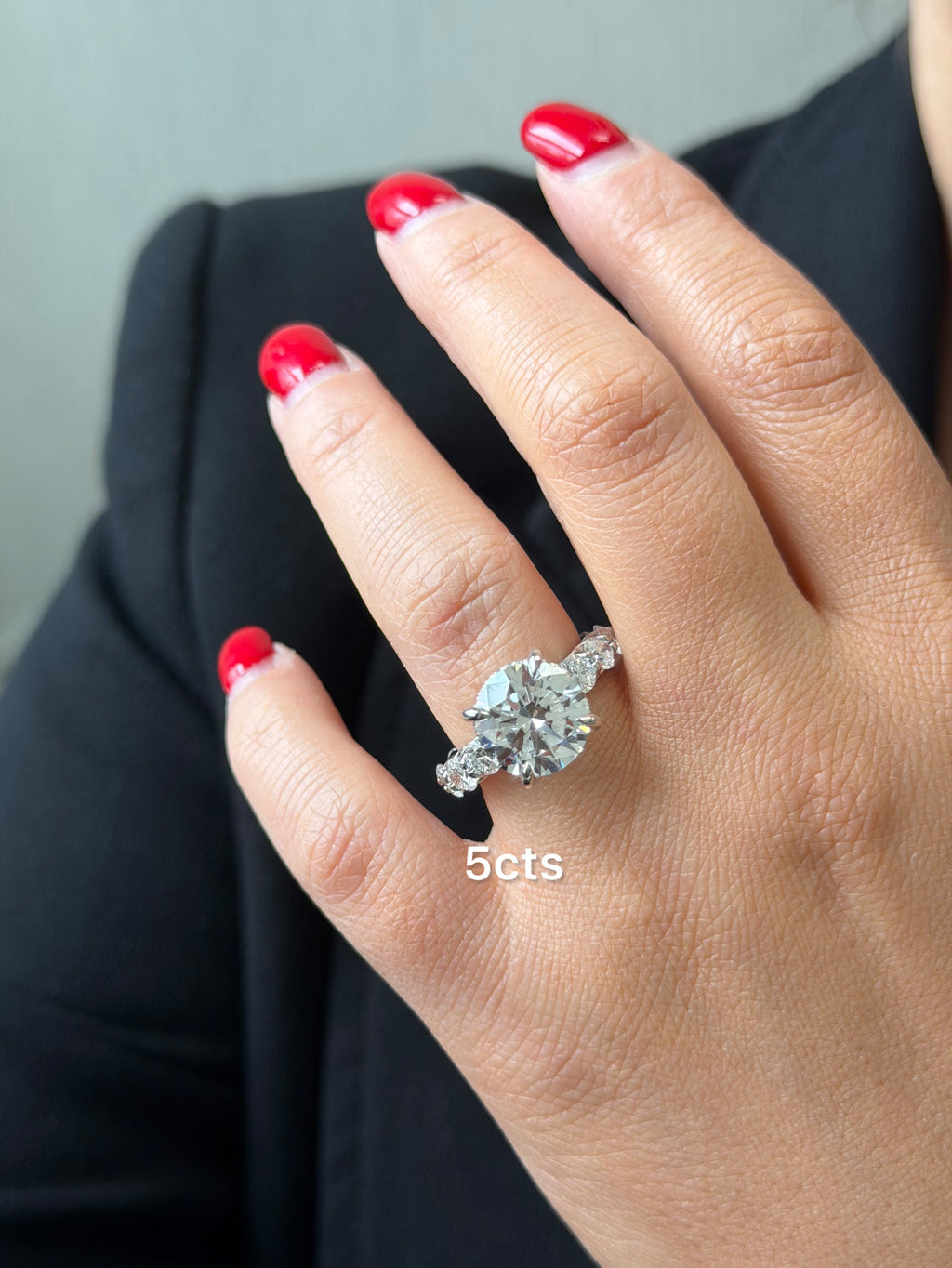 Lab-Grown Round Diamond Hidden Halo Ring with Pavé Band, 18K Gold