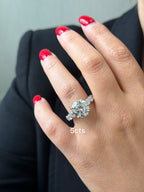 Lab-Grown Round Diamond Hidden Halo Ring with Pavé Band, 18K Gold