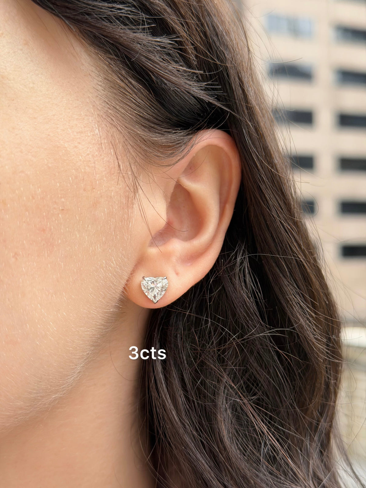 Lab Grown Heart Diamond Stud Earrings