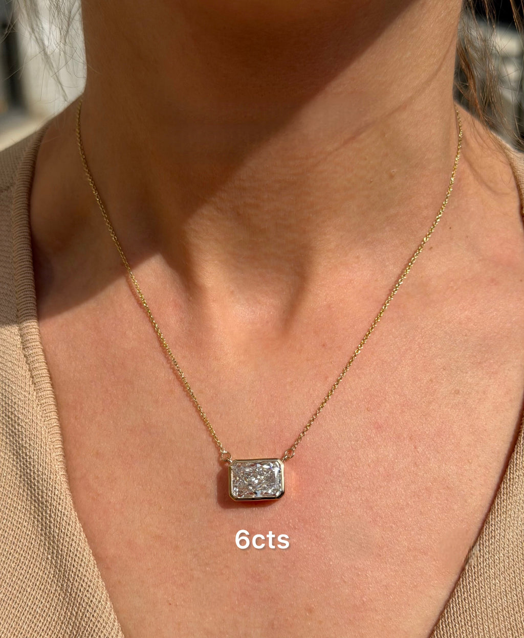 Lab-Grown Radiant Cut Diamond Bezel Pendant