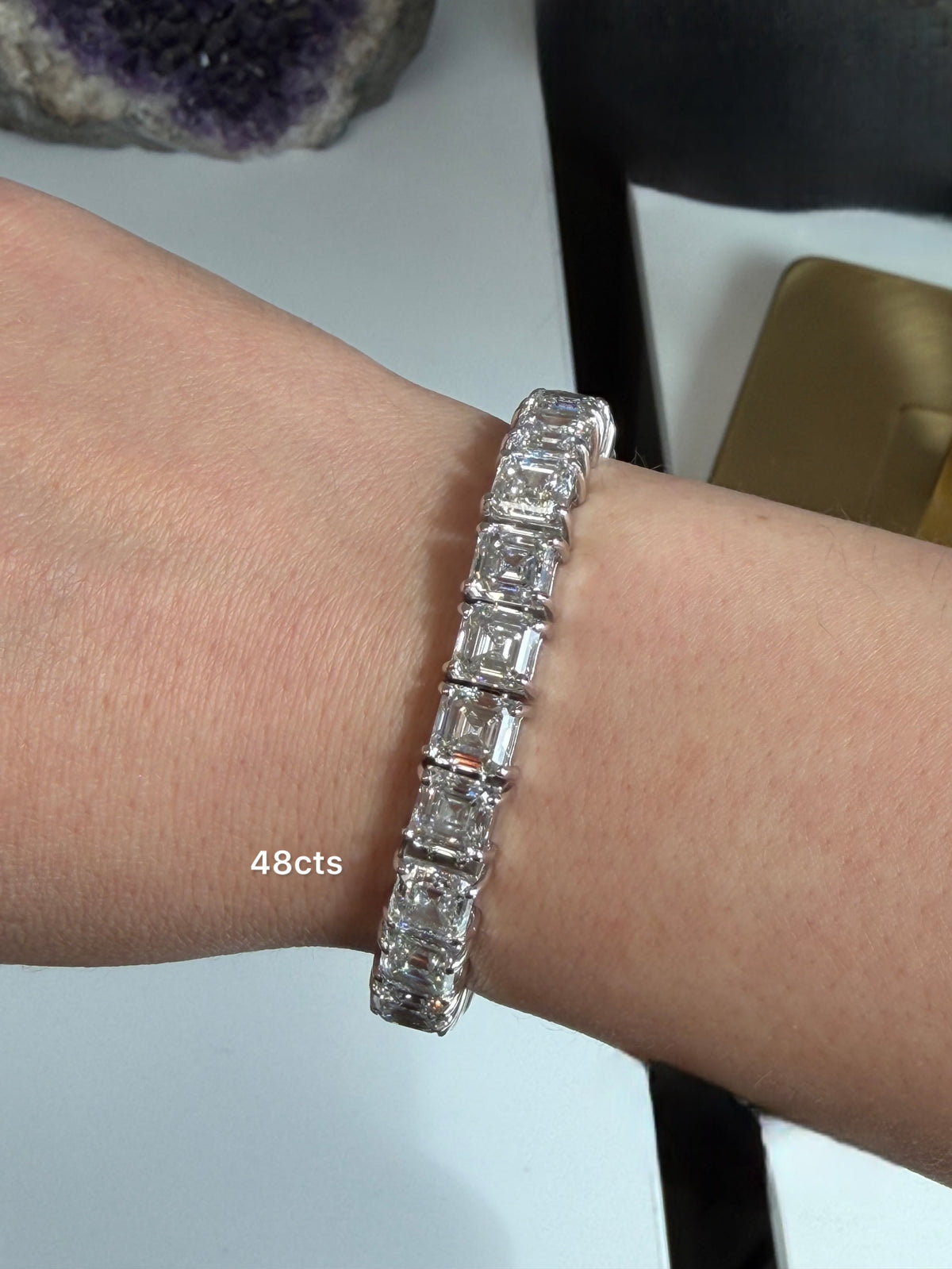Lab Grown Asscher Cut Diamond Tennis Bracelet