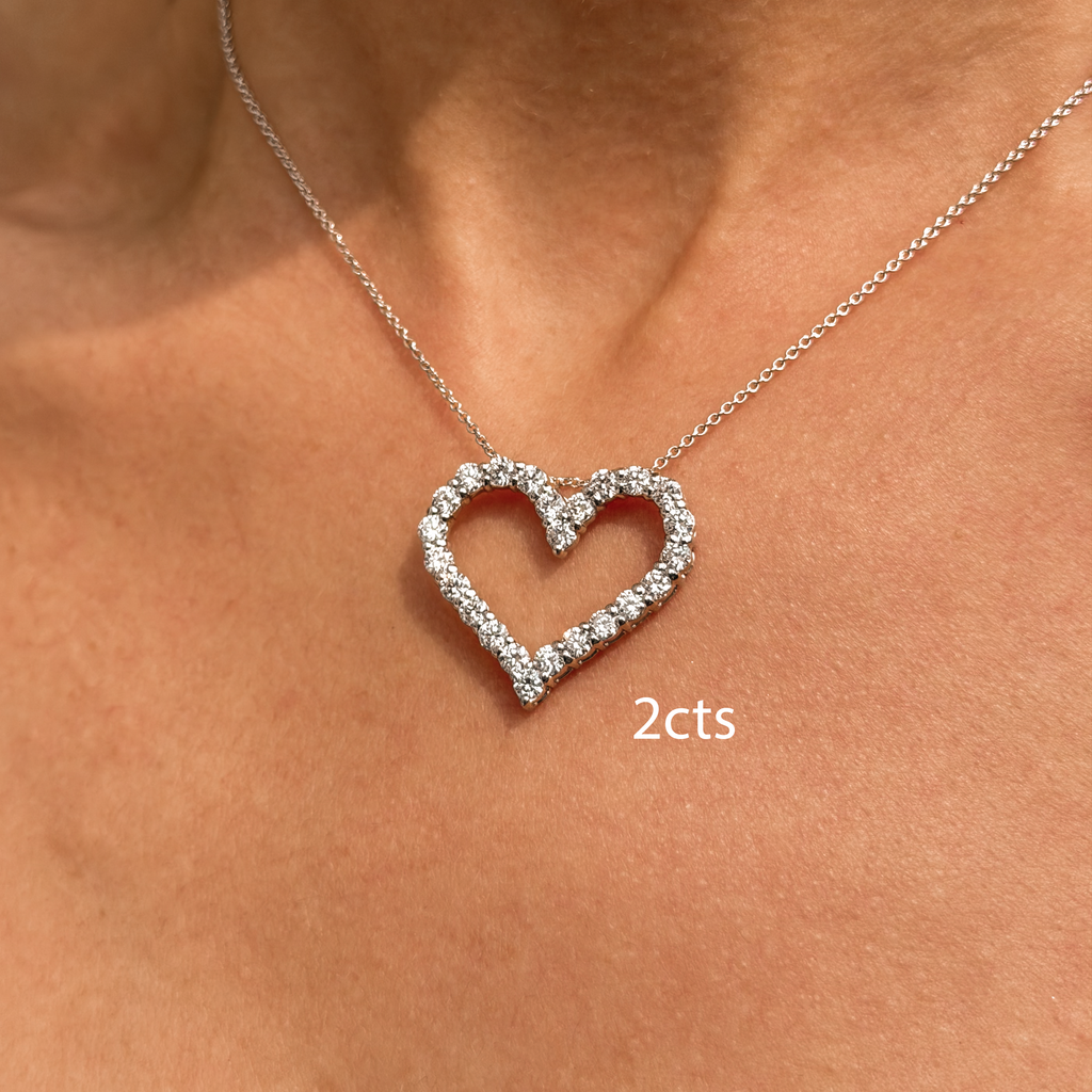 Lab Grown Open Heart Diamond Pendant