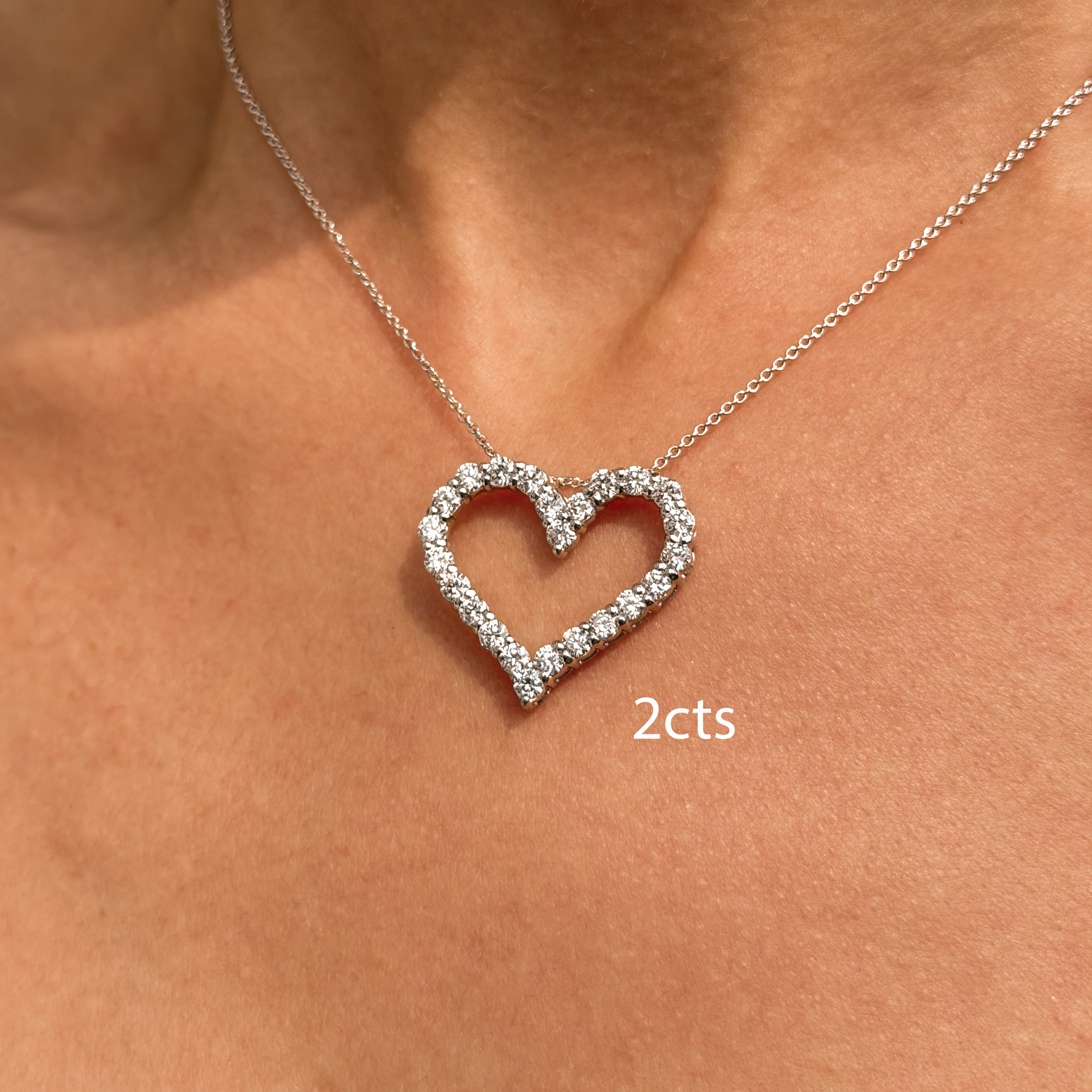 Lab Grown Open Heart Diamond Pendant