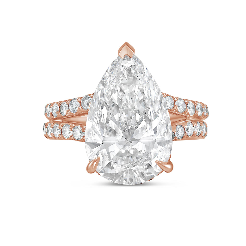 Lab-Grown Pear Diamond Split Shank Ring, 18K Gold
