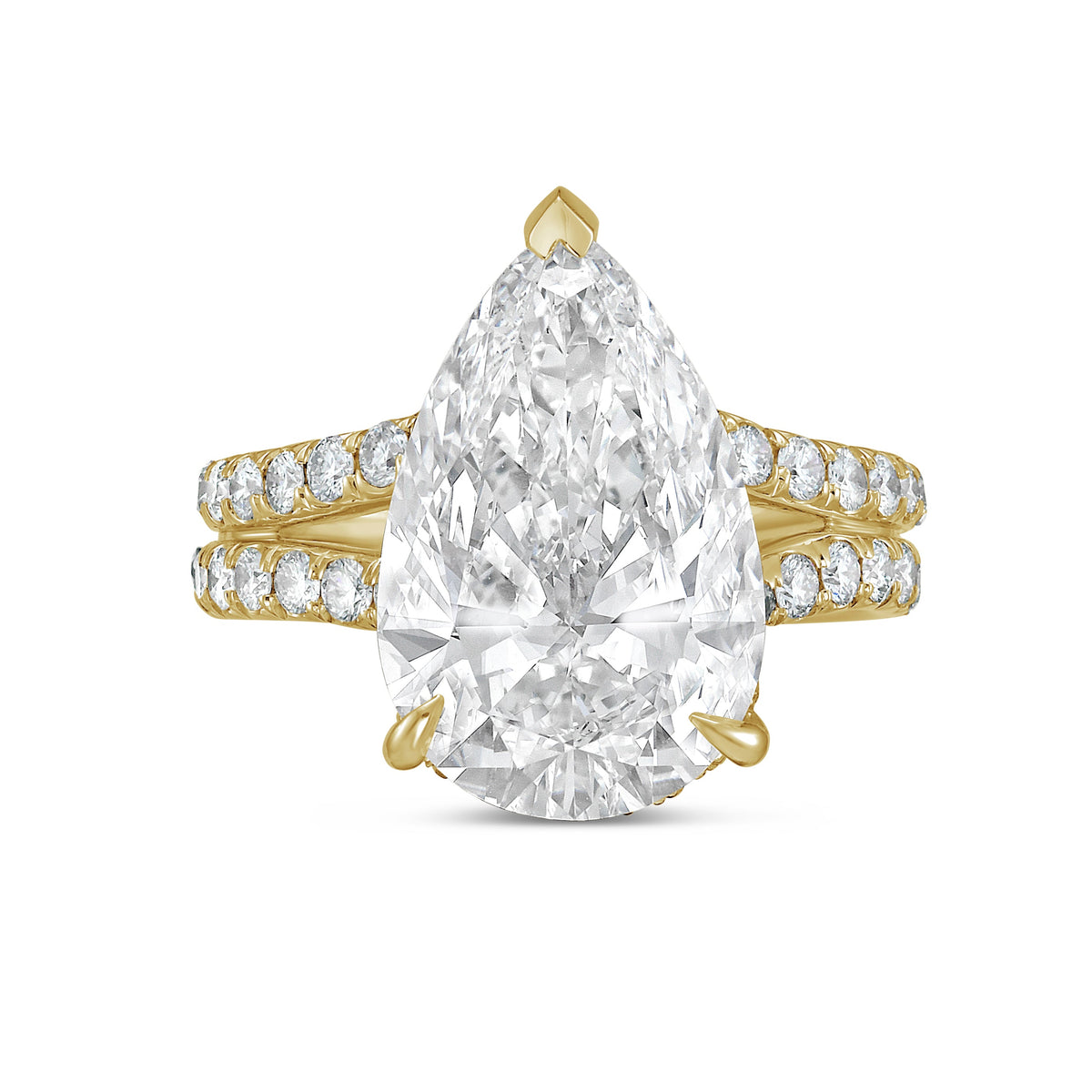 Lab-Grown Pear Diamond Split Shank Ring