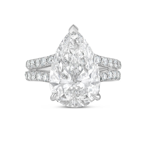 Lab-Grown Pear Diamond Split Shank Ring, 18K Gold