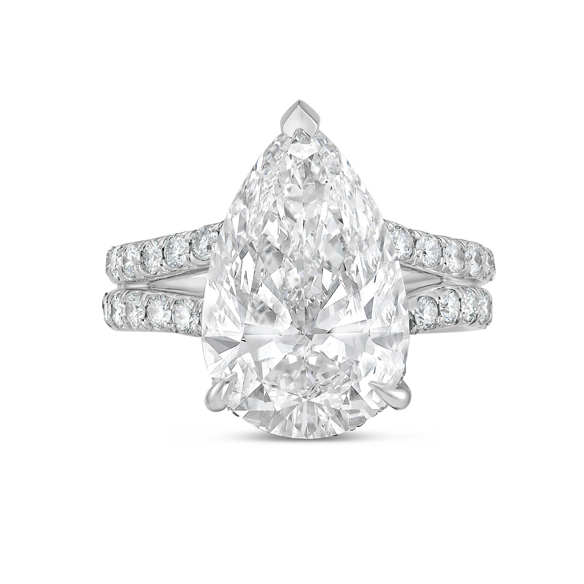 Lab-Grown Pear Diamond Split Shank Ring