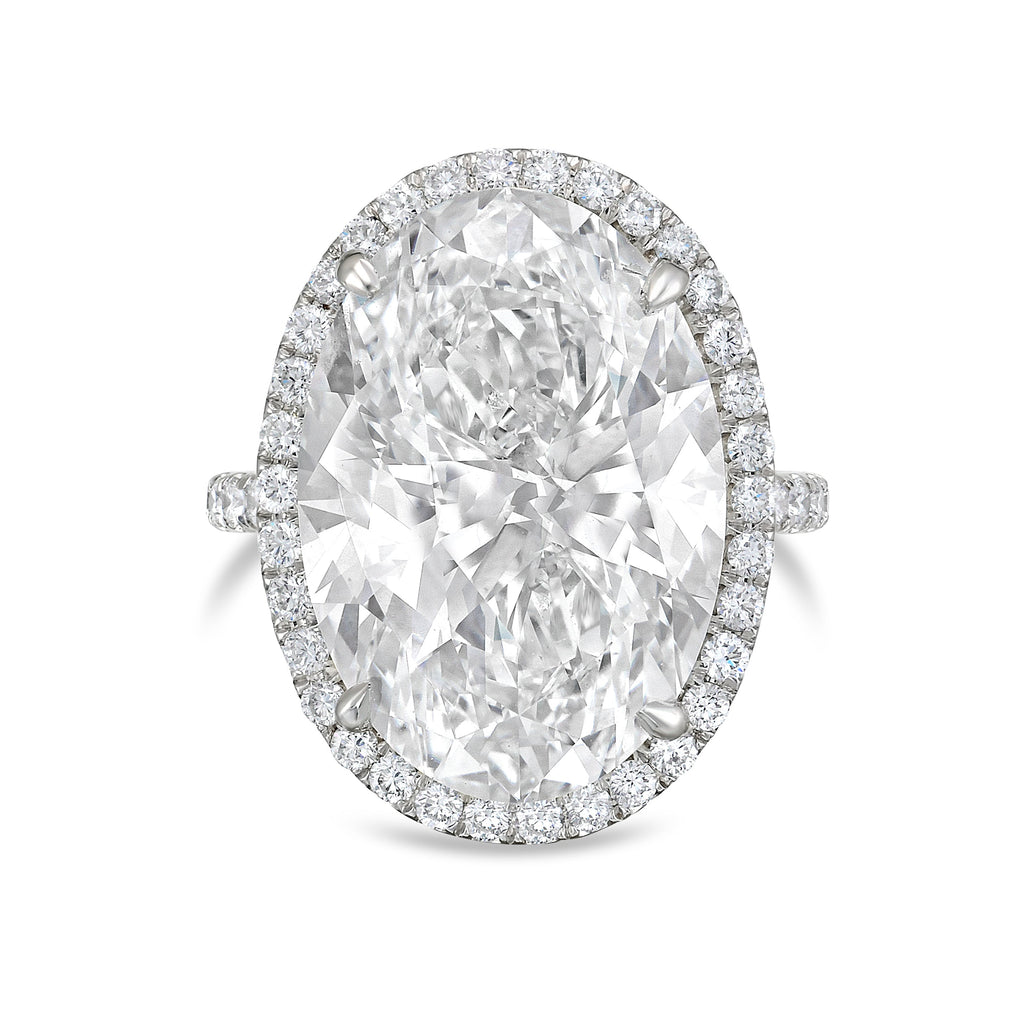 Lab-Grown Oval Diamond Halo Ring, 18K Gold