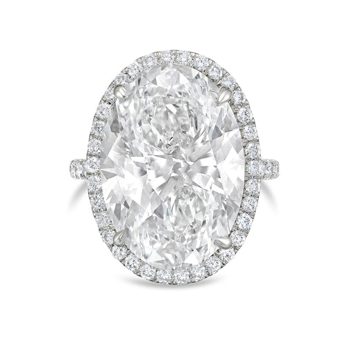 Lab-Grown Oval Diamond Halo Ring, 18K Gold