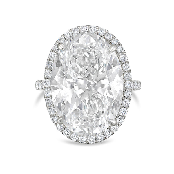 Lab-Grown Oval Diamond Halo Ring, 18K Gold